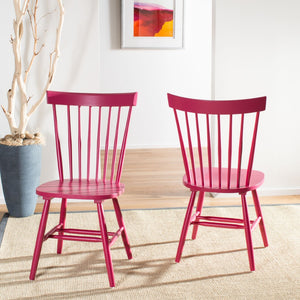 Safavieh PARKER Side Chair Set of Two - Timeless Americana Design for Charming Dining Spaces and Comfort Raspberry AMH8500D-SET2