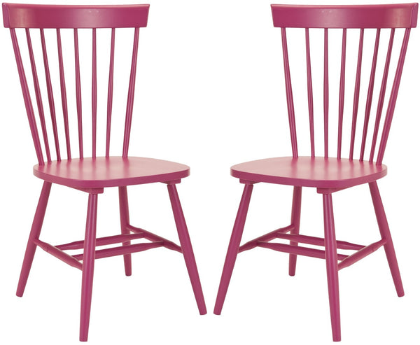 Safavieh PARKER Side Chair Set of Two - Timeless Americana Design for Charming Dining Spaces and Comfort Raspberry AMH8500D-SET2