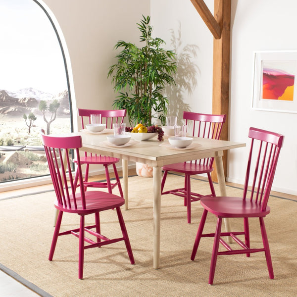 Safavieh PARKER Side Chair Set of Two - Timeless Americana Design for Charming Dining Spaces and Comfort Raspberry AMH8500D-SET2