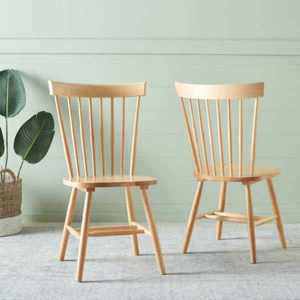 Safavieh PARKER Side Chair Set of Two - Timeless Americana Design for Charming Dining Spaces and Comfort Natural AMH8500F-SET2