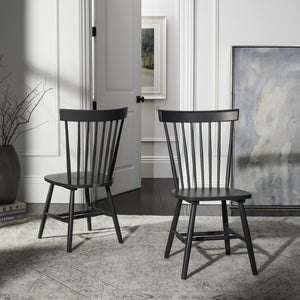 Safavieh PARKER Side Chair Set of Two - Timeless Americana Design for Charming Dining Spaces and Comfort Charcoal Grey AMH8500G-SET2