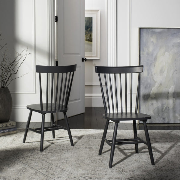 Safavieh PARKER Side Chair Set of Two - Timeless Americana Design for Charming Dining Spaces and Comfort Charcoal Grey AMH8500G-SET2