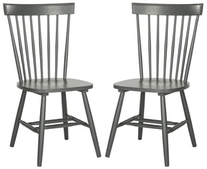 Safavieh PARKER Side Chair Set of Two - Timeless Americana Design for Charming Dining Spaces and Comfort Charcoal Grey AMH8500G-SET2