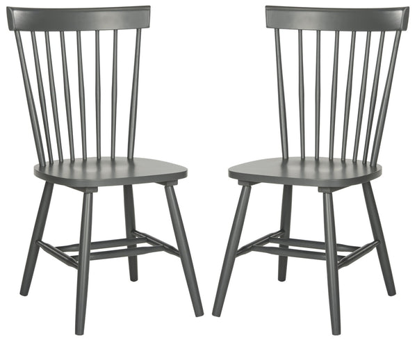 Safavieh PARKER Side Chair Set of Two - Timeless Americana Design for Charming Dining Spaces and Comfort Charcoal Grey AMH8500G-SET2
