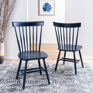 Safavieh PARKER Side Chair Set of Two - Timeless Americana Design for Charming Dining Spaces and Comfort Navy AMH8500H-SET2