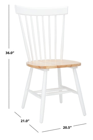 Safavieh PARKER Side Chair Set of Two - Timeless Americana Design for Charming Dining Spaces and Comfort White / Natural AMH8500J-SET2