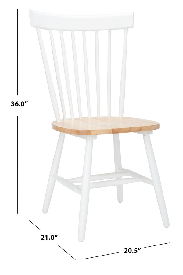 Safavieh PARKER Side Chair Set of Two - Timeless Americana Design for Charming Dining Spaces and Comfort White / Natural AMH8500J-SET2