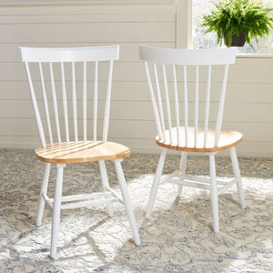 Safavieh PARKER Side Chair Set of Two - Timeless Americana Design for Charming Dining Spaces and Comfort White / Natural AMH8500J-SET2