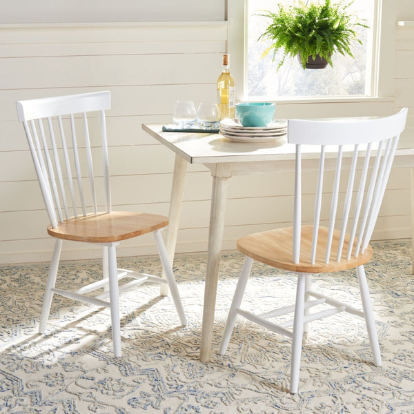 Safavieh PARKER Side Chair Set of Two - Timeless Americana Design for Charming Dining Spaces and Comfort White / Natural AMH8500J-SET2