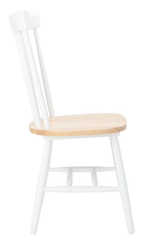Safavieh PARKER Side Chair Set of Two - Timeless Americana Design for Charming Dining Spaces and Comfort White / Natural AMH8500J-SET2