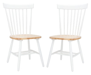 Safavieh PARKER Side Chair Set of Two - Timeless Americana Design for Charming Dining Spaces and Comfort White / Natural AMH8500J-SET2