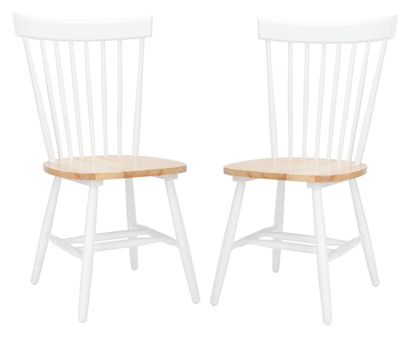 Safavieh PARKER Side Chair Set of Two - Timeless Americana Design for Charming Dining Spaces and Comfort White / Natural AMH8500J-SET2