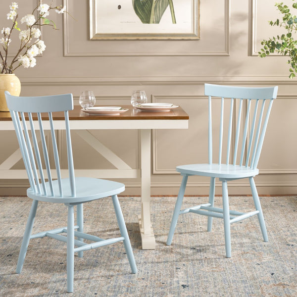 Safavieh PARKER Side Chair Set of Two - Timeless Americana Design for Charming Dining Spaces and Comfort Pale Blue AMH8500K-SET2
