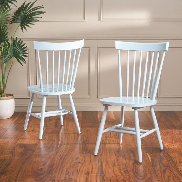 Safavieh PARKER Side Chair Set of Two - Timeless Americana Design for Charming Dining Spaces and Comfort Pale Blue AMH8500K-SET2