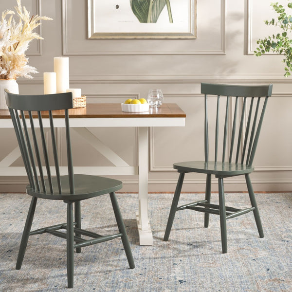 Safavieh PARKER Side Chair Set of Two - Timeless Americana Design for Charming Dining Spaces and Comfort Dusty Green AMH8500L-SET2
