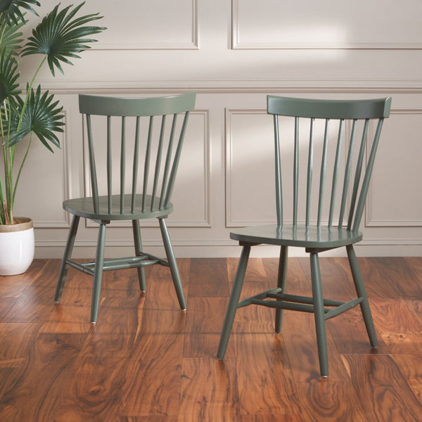 Safavieh PARKER Side Chair Set of Two - Timeless Americana Design for Charming Dining Spaces and Comfort Dusty Green AMH8500L-SET2