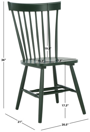 Safavieh PARKER Side Chair Set of Two - Timeless Americana Design for Charming Dining Spaces and Comfort Garden Green AMH8500M-SET2