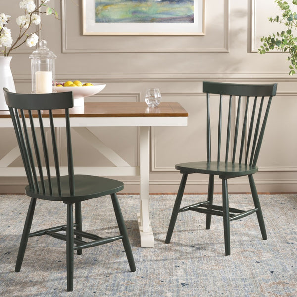 Safavieh PARKER Side Chair Set of Two - Timeless Americana Design for Charming Dining Spaces and Comfort Garden Green AMH8500M-SET2