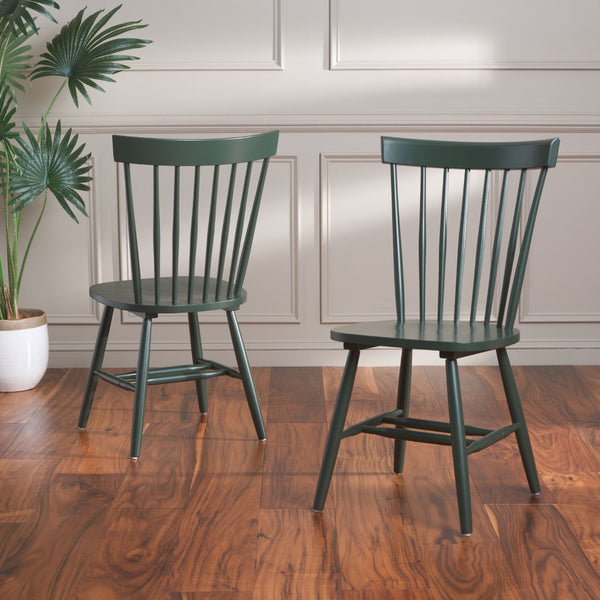 Safavieh PARKER Side Chair Set of Two - Timeless Americana Design for Charming Dining Spaces and Comfort Garden Green AMH8500M-SET2