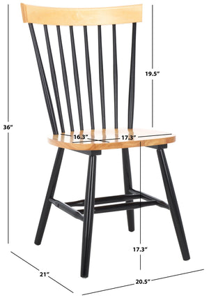Safavieh PARKER Side Chair Set of Two - Timeless Americana Design for Charming Dining Spaces and Comfort Natural / Black AMH8500N-SET2
