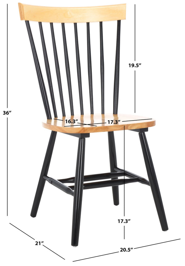 Safavieh PARKER Side Chair Set of Two - Timeless Americana Design for Charming Dining Spaces and Comfort Natural / Black AMH8500N-SET2