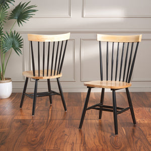 Safavieh PARKER Side Chair Set of Two - Timeless Americana Design for Charming Dining Spaces and Comfort Natural / Black AMH8500N-SET2