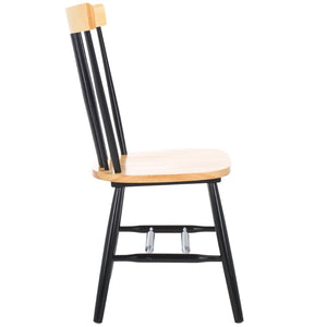 Safavieh PARKER Side Chair Set of Two - Timeless Americana Design for Charming Dining Spaces and Comfort Natural / Black AMH8500N-SET2