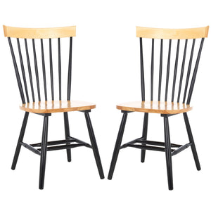 Safavieh PARKER Side Chair Set of Two - Timeless Americana Design for Charming Dining Spaces and Comfort Natural / Black AMH8500N-SET2
