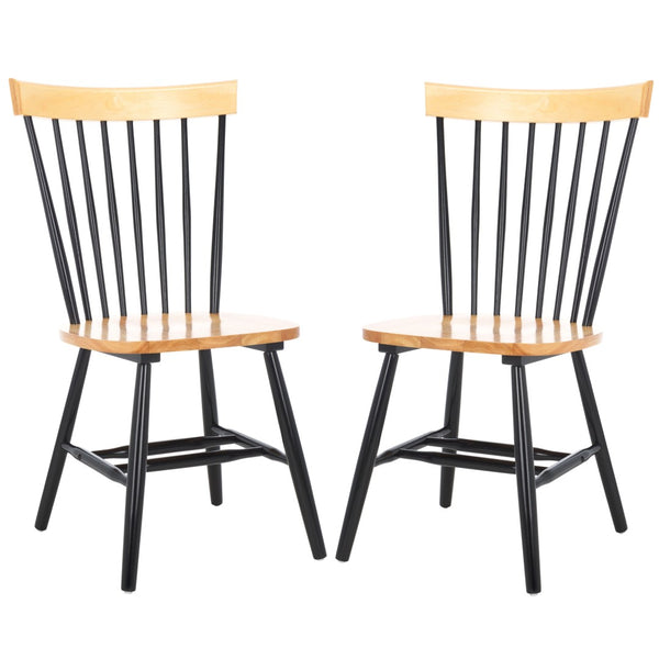 Safavieh PARKER Side Chair Set of Two - Timeless Americana Design for Charming Dining Spaces and Comfort Natural / Black AMH8500N-SET2