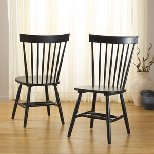 Safavieh Parker Side Chairs - Timeless Spindle Back Design For Chic Country Charm In Modern Interiors Matte Black , Wood Amh8500p-set2