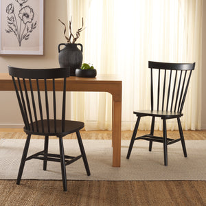 Safavieh Parker Side Chairs - Timeless Spindle Back Design For Chic Country Charm In Modern Interiors Matte Black , Wood Amh8500p-set2