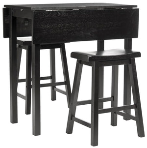 Safavieh Oliver 3 Pc Set Pub Table - Stylish Space-Saving Design With Collapsible Leaves & Sleek Bar Stools Espresso AMH8502A