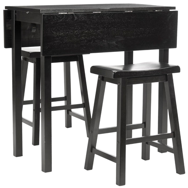 Safavieh Oliver 3 Pc Set Pub Table - Stylish Space-Saving Design With Collapsible Leaves & Sleek Bar Stools Espresso AMH8502A