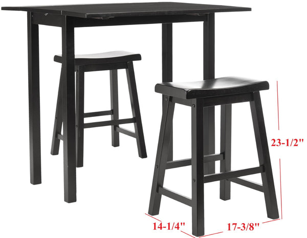 Safavieh Oliver 3 Pc Set Pub Table - Stylish Space-Saving Design With Collapsible Leaves & Sleek Bar Stools Espresso AMH8502A