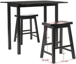 Safavieh Oliver 3 Pc Set Pub Table - Stylish Space-Saving Design With Collapsible Leaves & Sleek Bar Stools Espresso AMH8502A
