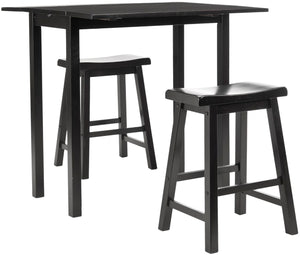 Safavieh Oliver 3 Pc Set Pub Table - Stylish Space-Saving Design With Collapsible Leaves & Sleek Bar Stools Espresso AMH8502A
