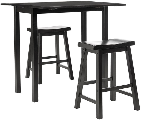 Safavieh Oliver 3 Pc Set Pub Table - Stylish Space-Saving Design With Collapsible Leaves & Sleek Bar Stools Espresso AMH8502A