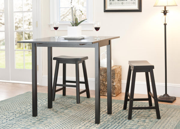 Safavieh Oliver 3 Pc Set Pub Table - Stylish Space-Saving Design With Collapsible Leaves & Sleek Bar Stools Espresso AMH8502A