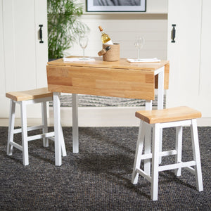 Safavieh Oliver 3 Pc Set Pub Table - Stylish Space-Saving Design With Collapsible Leaves & Sleek Bar Stools Natural/White AMH8502B