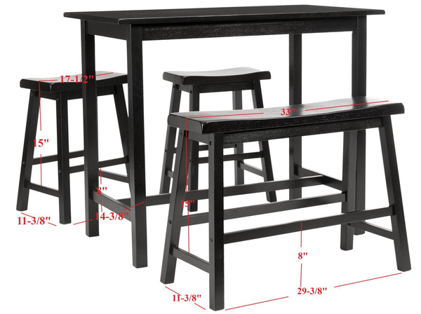 Safavieh Hailey 4-Piece Pub Table Set – Stylish, Space-Saving Design For Dining And Entertaining Areas Espresso AMH8503A