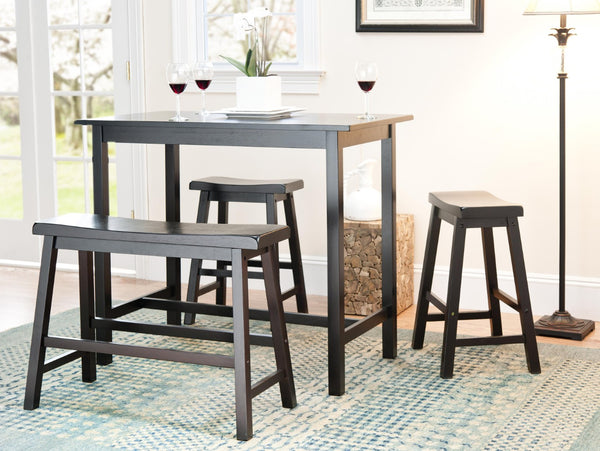 Safavieh Hailey 4-Piece Pub Table Set – Stylish, Space-Saving Design For Dining And Entertaining Areas Espresso AMH8503A