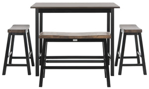 Safavieh Hailey 4-Piece Pub Table Set – Stylish, Space-Saving Design For Dining And Entertaining Areas Black/Brown AMH8503B