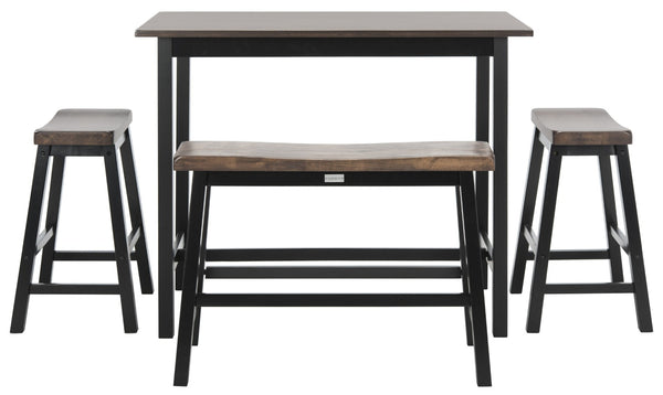 Safavieh Hailey 4-Piece Pub Table Set – Stylish, Space-Saving Design For Dining And Entertaining Areas Black/Brown AMH8503B