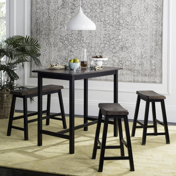 Safavieh Hailey 4-Piece Pub Table Set – Stylish, Space-Saving Design For Dining And Entertaining Areas Black/Brown AMH8503B