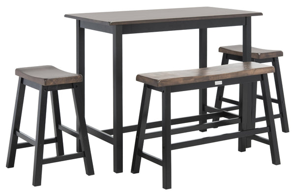 Safavieh Hailey 4-Piece Pub Table Set – Stylish, Space-Saving Design For Dining And Entertaining Areas Black/Brown AMH8503B