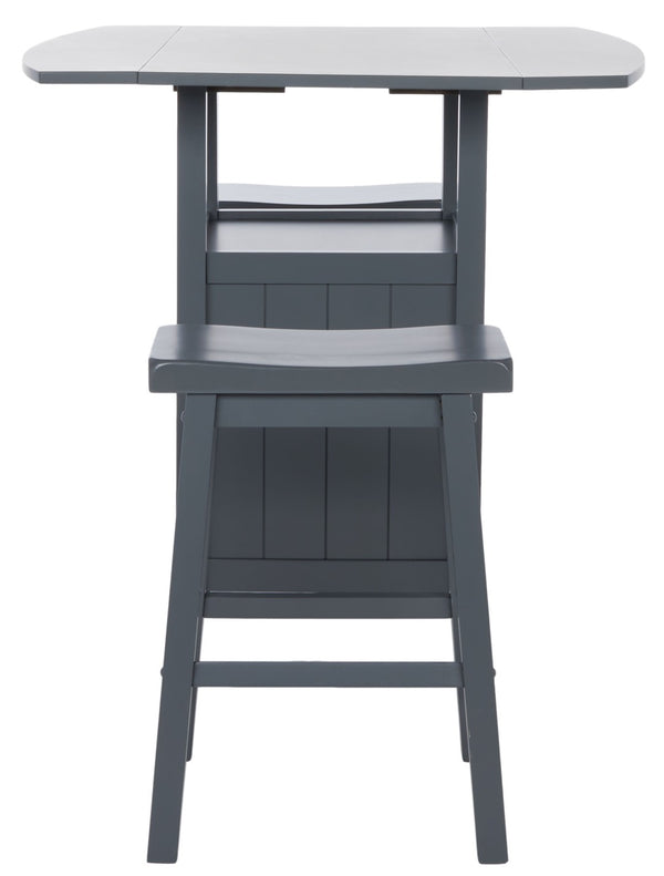 Safavieh Casey 3-Piece Drop-Leaf Pub Set With Built-In Wine Storage – Perfect For Compact Dining Spaces Grey AMH8504C
