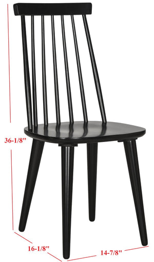Safavieh BURRIS Set of 2 Classic Windsor Dining Chairs in Elegant Black - Durable, Stylish, Eco-Friendly Design AMH8511A-SET2