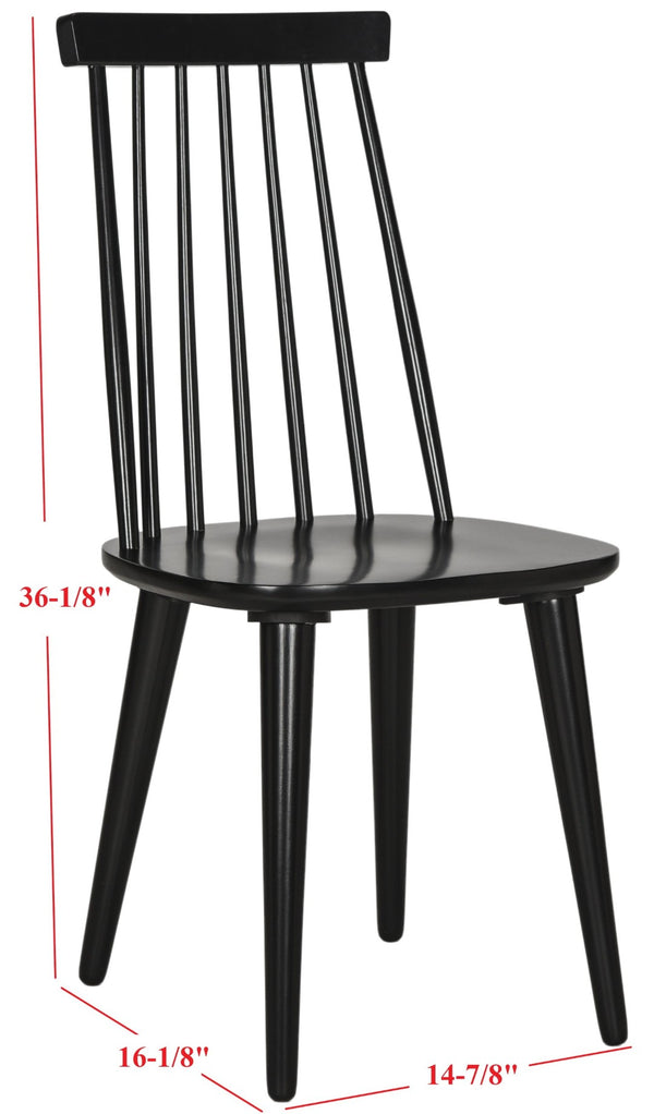 Safavieh BURRIS Set of 2 Classic Windsor Dining Chairs in Elegant Black - Durable, Stylish, Eco-Friendly Design AMH8511A-SET2