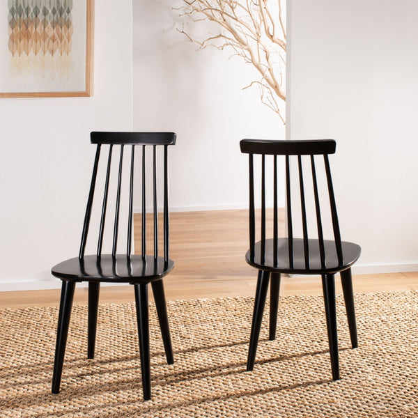 Safavieh BURRIS Set of 2 Classic Windsor Dining Chairs in Elegant Black - Durable, Stylish, Eco-Friendly Design AMH8511A-SET2