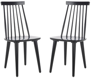 Safavieh BURRIS Set of 2 Classic Windsor Dining Chairs in Elegant Black - Durable, Stylish, Eco-Friendly Design AMH8511A-SET2